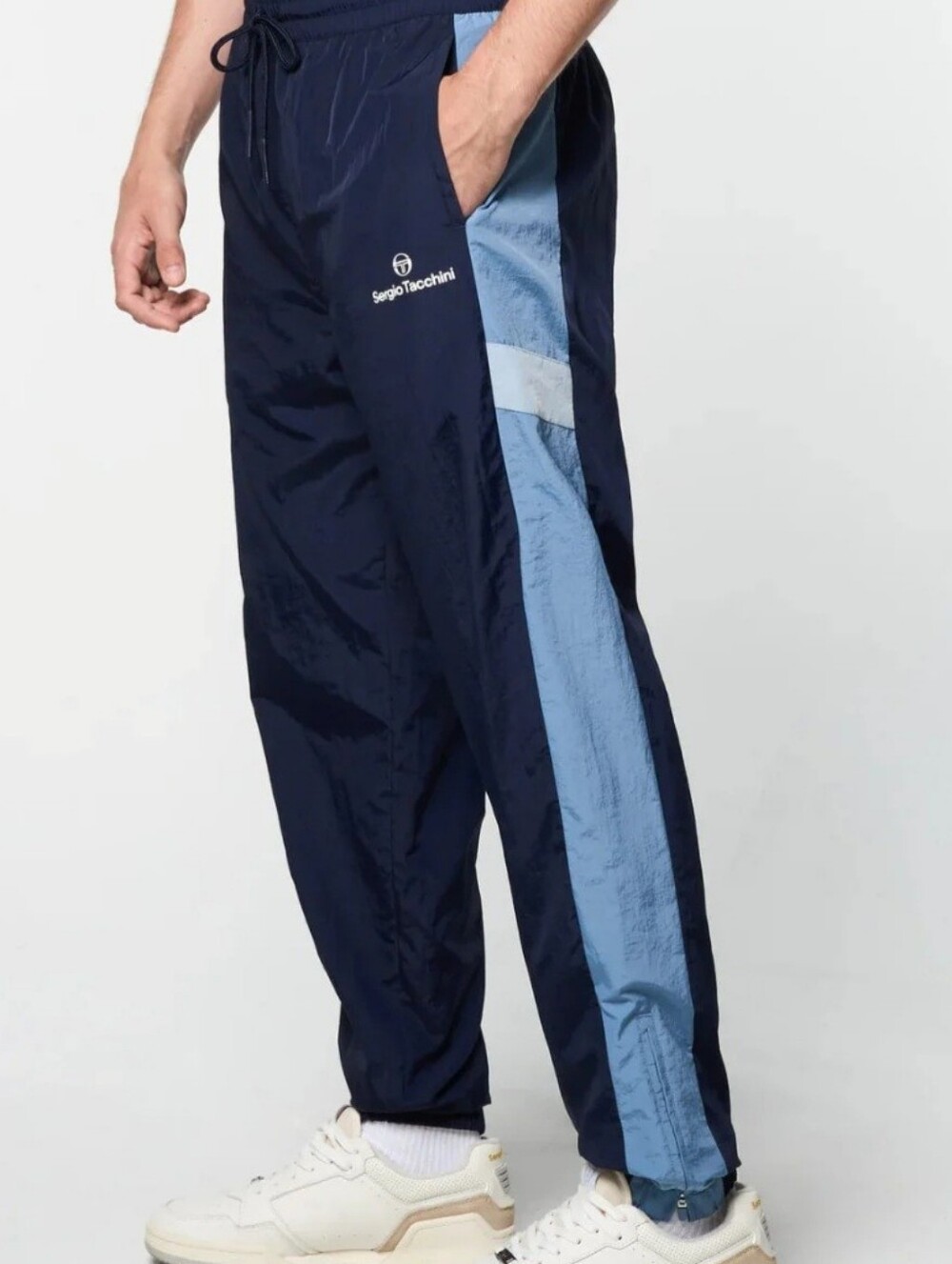Sergio Tacchini Track Pants Size 2XL Navy with Light Blue Stripe Mens